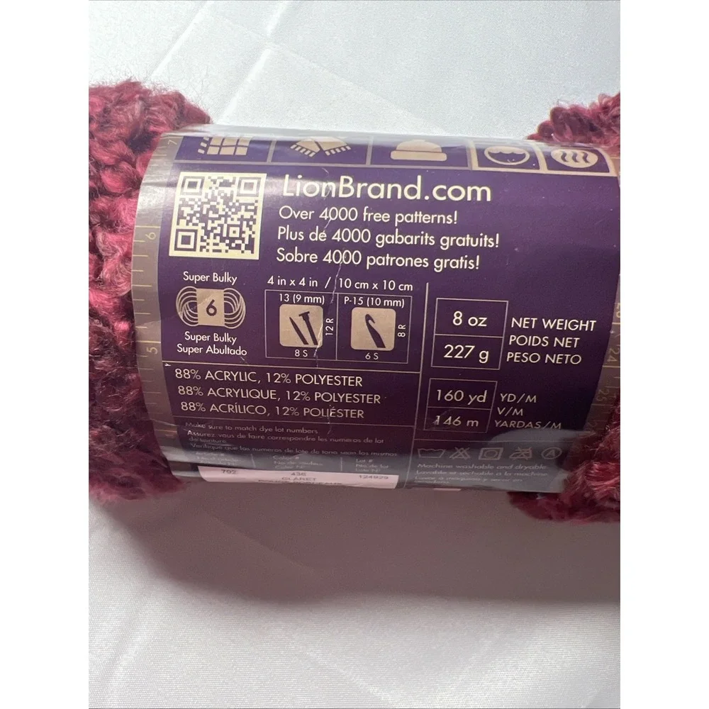 Lion Brand Homespun Thick & Quick Yarn Claret Rough Bordeaux 8 oz 160 yds USA
